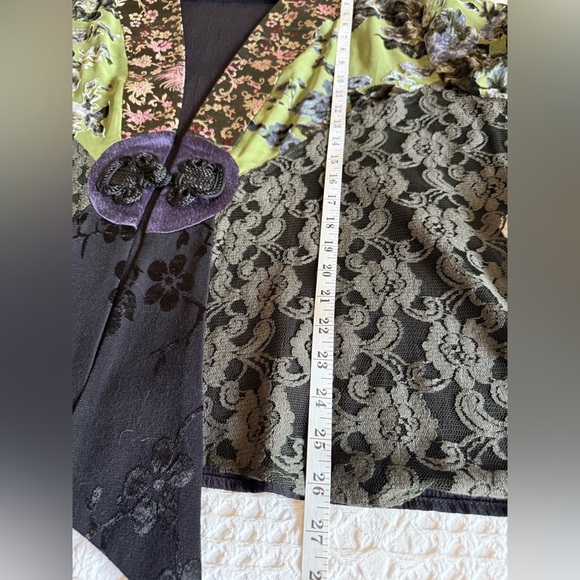Spencer Alexis Top 2X Floral Kimono Jacket Black|Lace|Velvet Burnout|Artsy - Picture 12 of 14